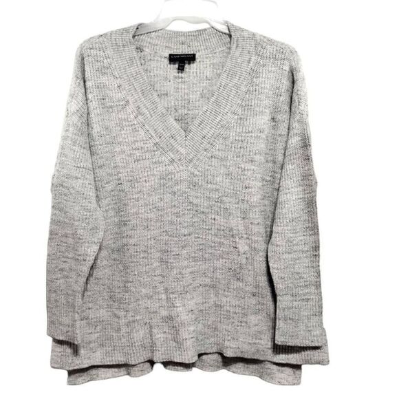 Lane Bryant Marled Heather Gray V-Neck Ribbed Tunic Sweater Plus Sz 22 24 - Picture 1 of 7